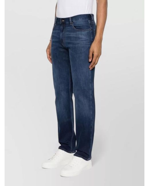 Emporio Armani Blue Denim Cotton Trousers Belt Loops Pockets for men