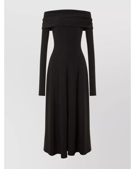 Alberta Ferretti Black Off The Shoulder Evening Dress