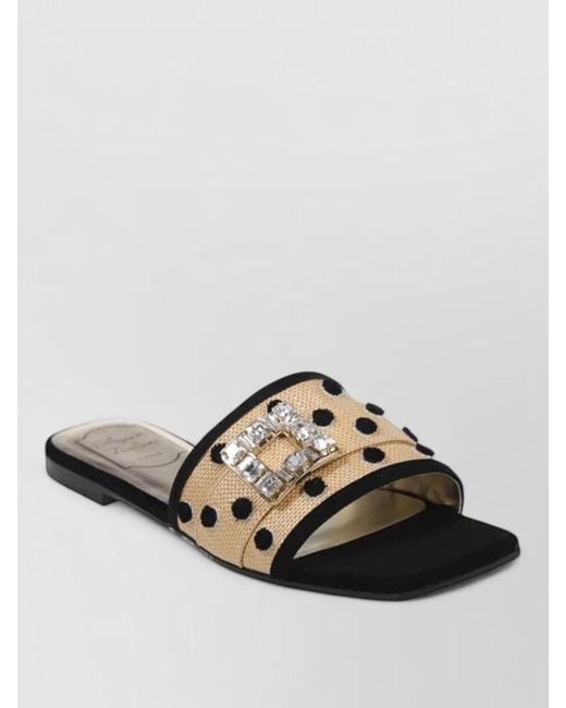 Roger Vivier Brown Sea Dots Mule Slides Embellished Buckle