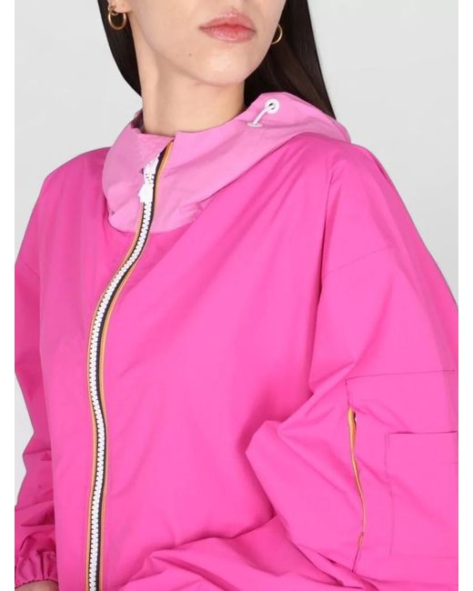 K-Way Pink Claudey Hooded Jacket Arm And Side Pockets