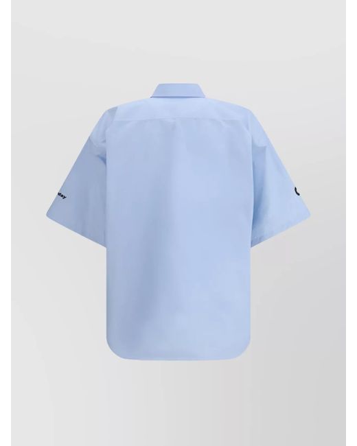 Balenciaga Blue Cotton Oversized Short-Sleeve Shirt for men