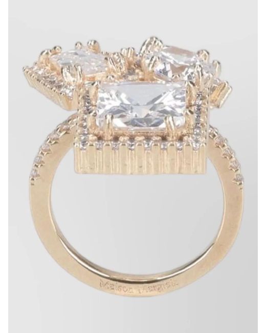 Maison Margiela White Statement Ring Band Multiple Gemstones Design