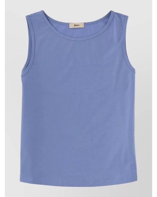 Herno Blue Round Neck Sleeveless Summer Top