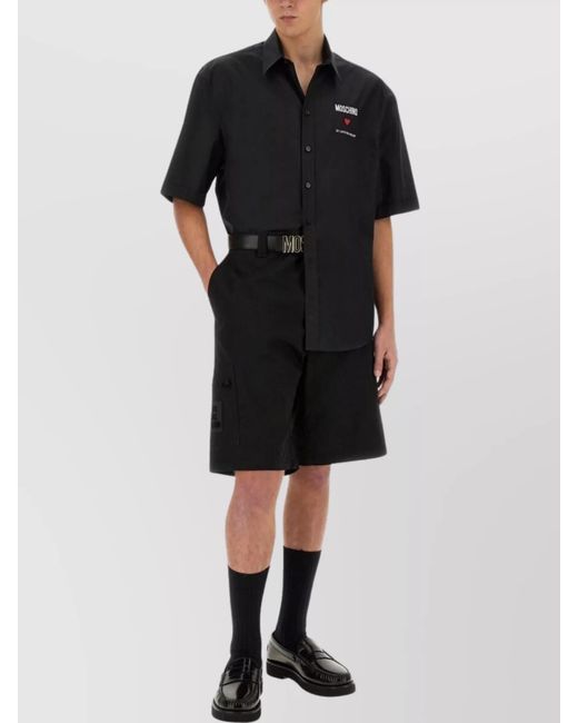 Moschino Black Regular-Fit Cargo Shorts for men