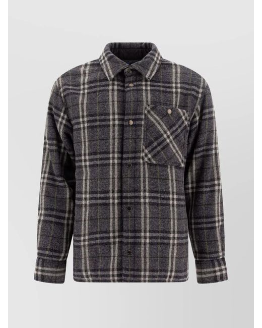 Burberry Gray Collared Checked Jacket Chest Pocket for men