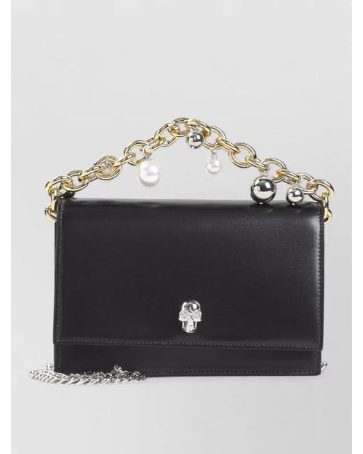 McQueen Black Skull Small Leather Clutch Bag