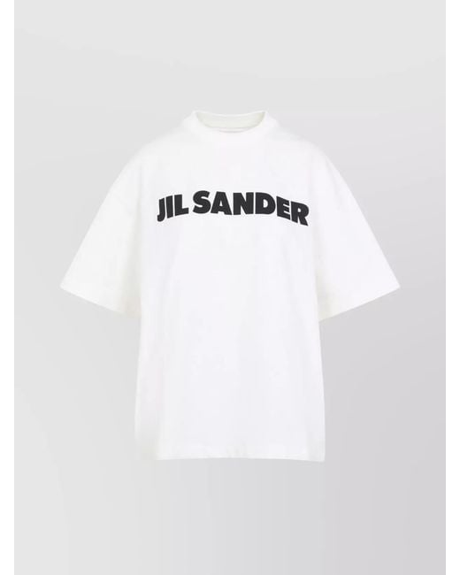 Jil Sander White Logo Print Oversized Cotton T-Shirt