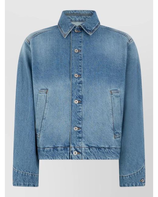 Jacquemus Blue Cropped Denim Jacket Straight Cut Rolled Sleeves for men