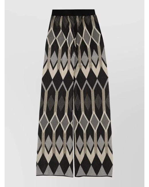 Circus Hotel Multicolor Pants Geometric Lamé Jacquard Wide Leg
