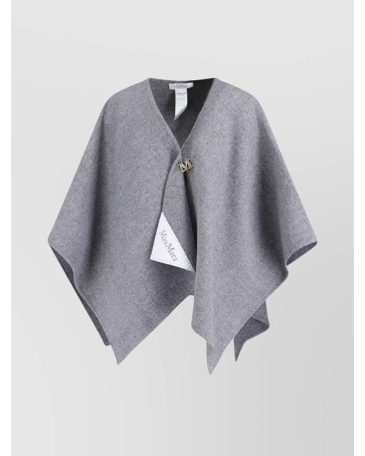 Max Mara Gray Draped Scarf Asymmetrical Hem