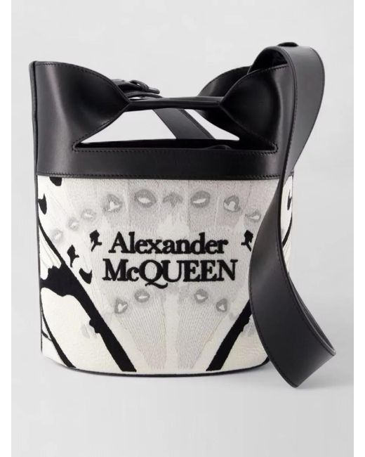 McQueen Black Bucket Bow Leather Crossbody Bag