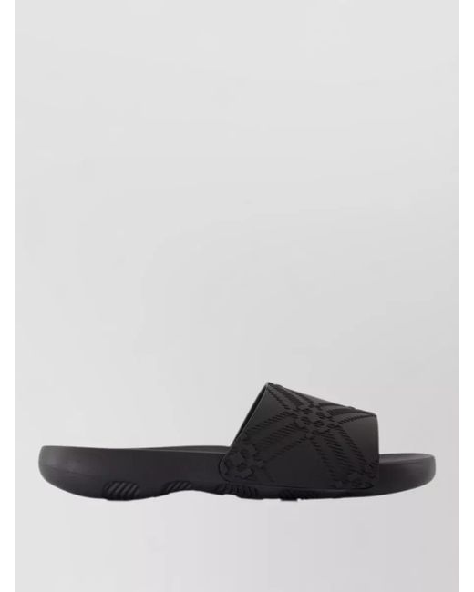 Burberry Black Embossed Pattern Slides Flat Sole Open Toe