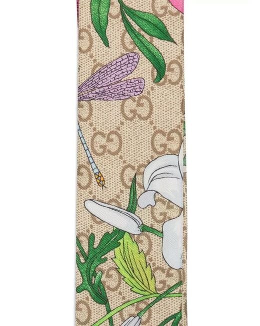 Gucci White Flora Silk Foulard Pointed Tips Design