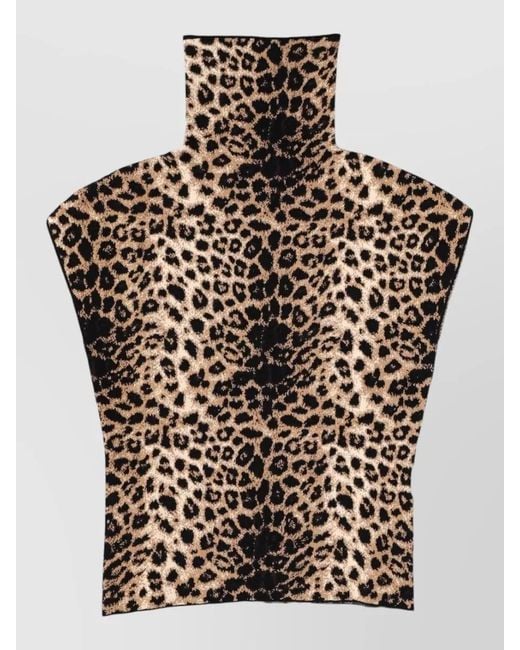 Circus Hotel Black High Neck Sleeveless Animal Pattern Top