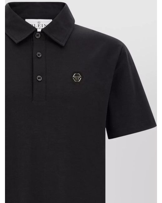 Philipp Plein Black Cotton Polo Shirt for men