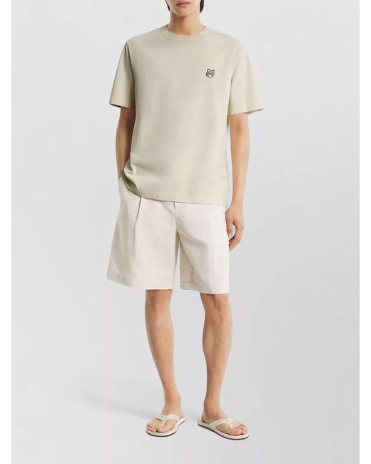 Maison Kitsuné Natural Organic Cotton Fox Head Embroidered T-Shirt for men