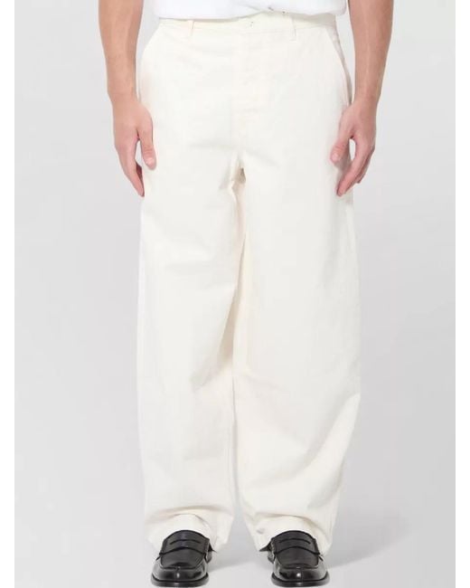 AMI White Denim Mid-Rise Wide-Leg Balloon Jeans for men