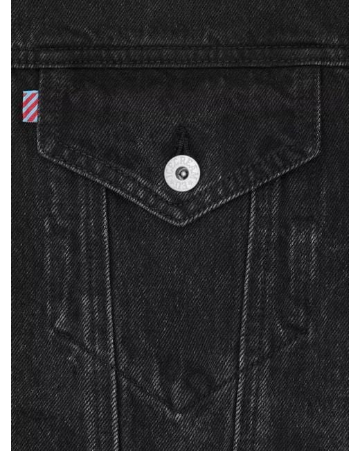 ICECREAM Black Denim Jacket Long Sleeves Point Collar Embroidery for men