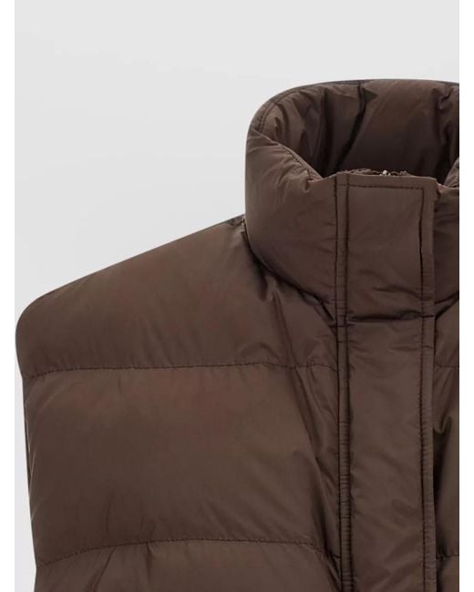 Brunello Cucinelli Brown Monile Quilted Vest Stand Up Collar