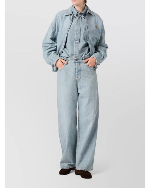 Miu Miu Blue Denim Straight-Leg Trousers