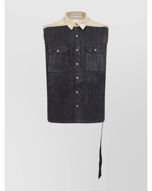 Rick Owens Blue Denim Sleeveless Shirt Jacket for men