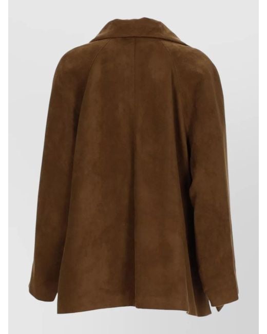 Alysi Brown Coat Front Pockets And Long Sleeves