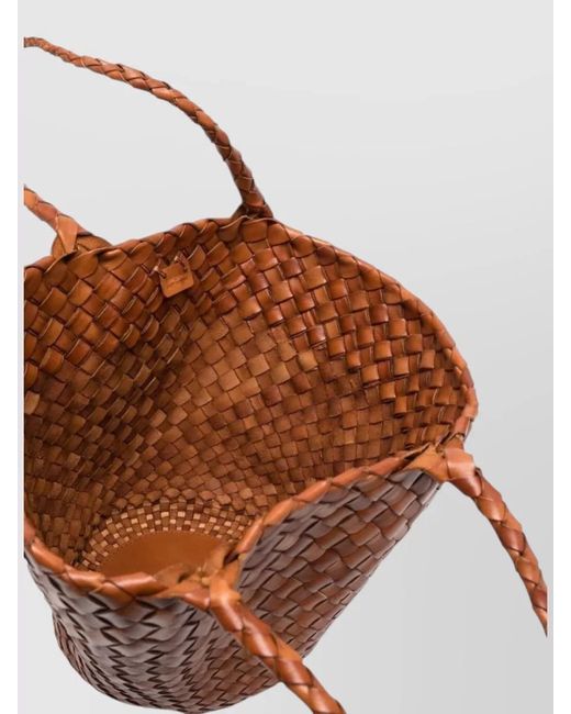 Dragon Diffusion Brown Beach Bag Shopper Top Handles Woven Design