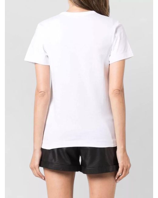 Comme des Garçons White Crew Neck Jersey Top Heart Motif
