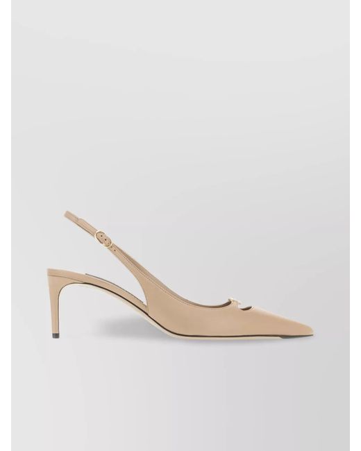 Dolce & Gabbana Natural Leather Slingback With Pointed Toe And Buckle Detail