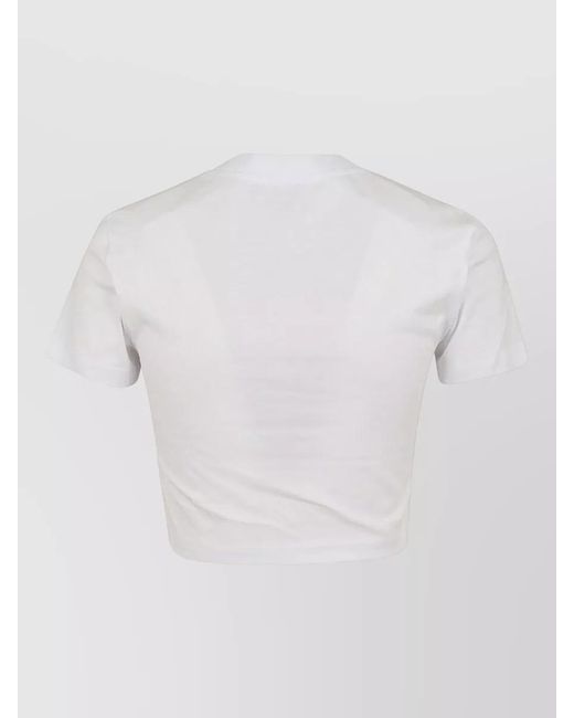 Fiorucci Blue Crew Neck Cropped Top Embroidered Logo