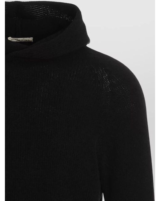 Ma'ry'ya Black Hooded Knit Sweater Long Sleeves for men