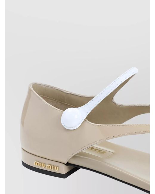 Miu Miu White Calf Leather Thong Sandals