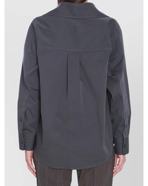Bottega Veneta Gray Silk Blend V-Neck Shirt