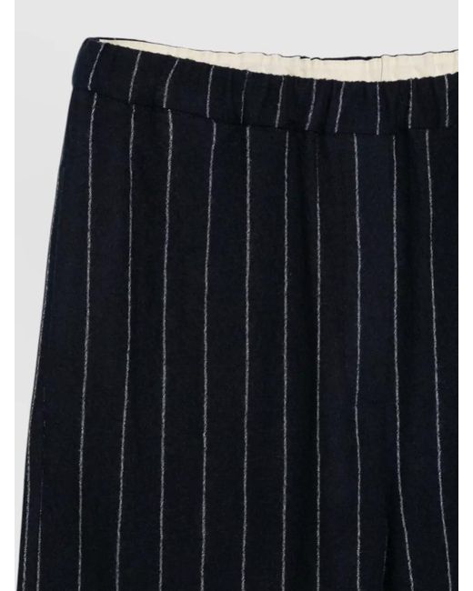 Alysi Blue Wool Lounge Trousers Striped Wide Leg