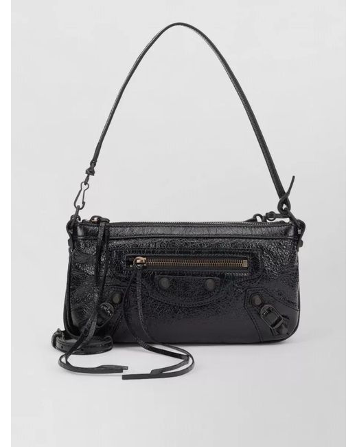 Balenciaga Black Le City Leather Clutch Shoulder Bag