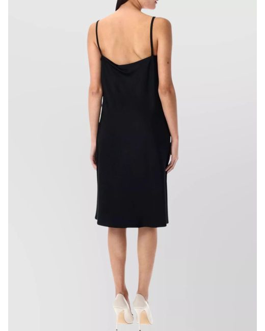 Versace Black Cowl Neck Spaghetti Strap Midi Dress
