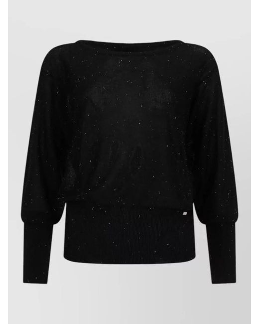 Herno Black Knit Pullover Long Sleeves Boat Neck