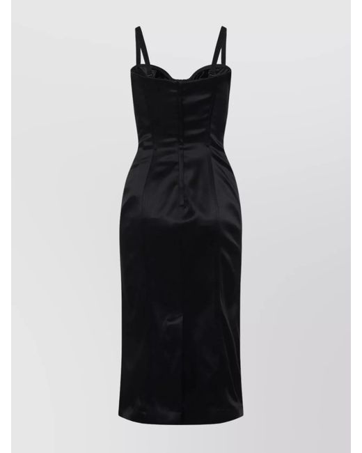 Dolce & Gabbana Black Ankle-Length Fitted Silhouette Dress With Side Cut-Outs