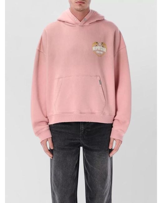 Represent Pink Angel Spray Fade Hooded Knit Sweatshirt for men