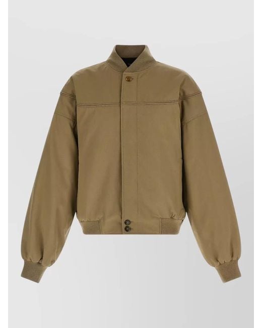 Willy Chavarria Green Gas Station Bomber Jacket Stand Collar Ribbed for men