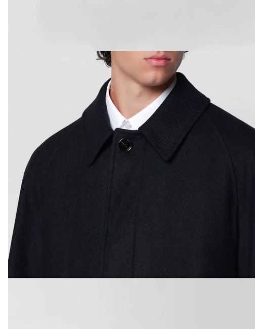 Lardini Black Tailored Herringbone Jacket Notched Collar for men