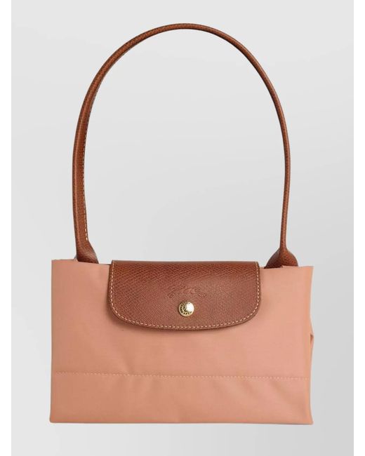 Longchamp White Original Folding Tote Bag Leather Handles