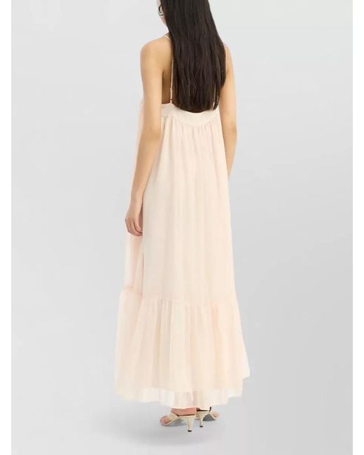 ROTATE BIRGER CHRISTENSEN White Chiffon A Line Dress Tiered Skirt