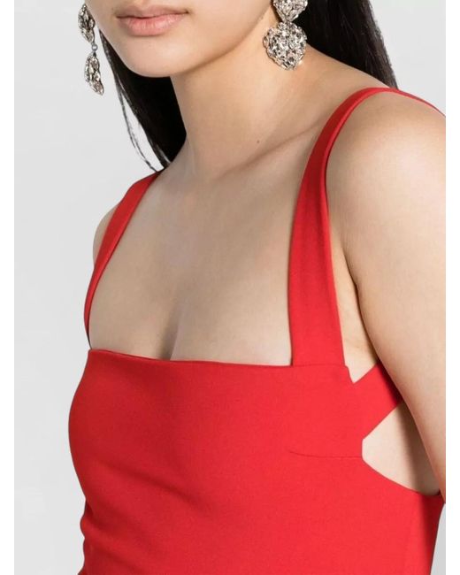 Solace London Red Joni Crepe Square Neck Maxi Dress