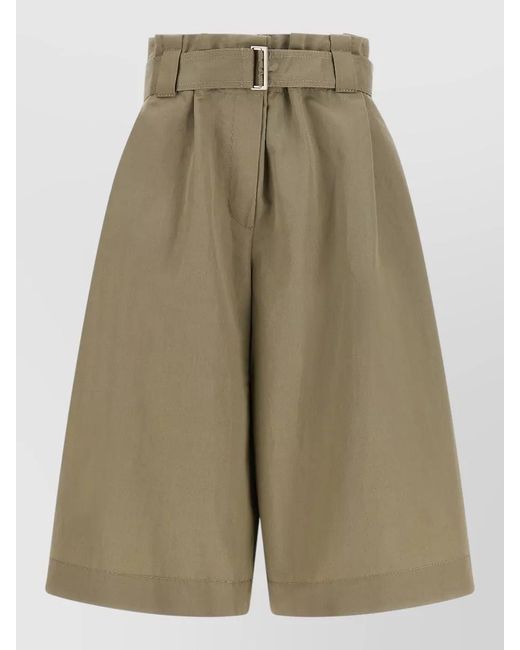 Brunello Cucinelli Green Pleated Bermuda Shorts Belted Waist Pockets