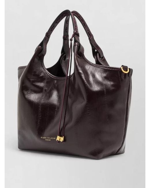 Gianni Chiarini Black Dua Tote Bag Detachable Strap Top Handles