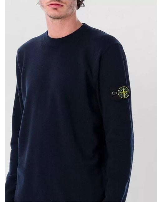 Stone Island Blue Ribbed Loose-Fit Crewneck Sweater for men