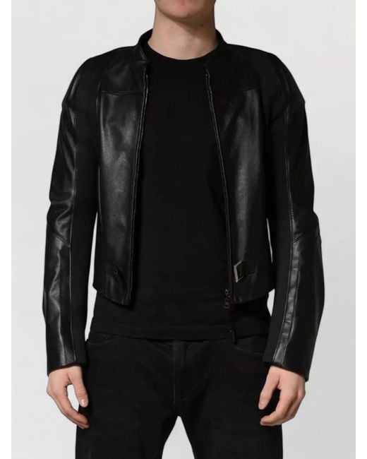 Dolce & Gabbana Black Nylon Full Zip Biker Coat Jacket for men