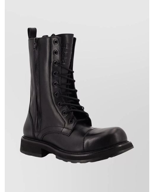 Balenciaga Black Leather Lace-Up Ankle Boots