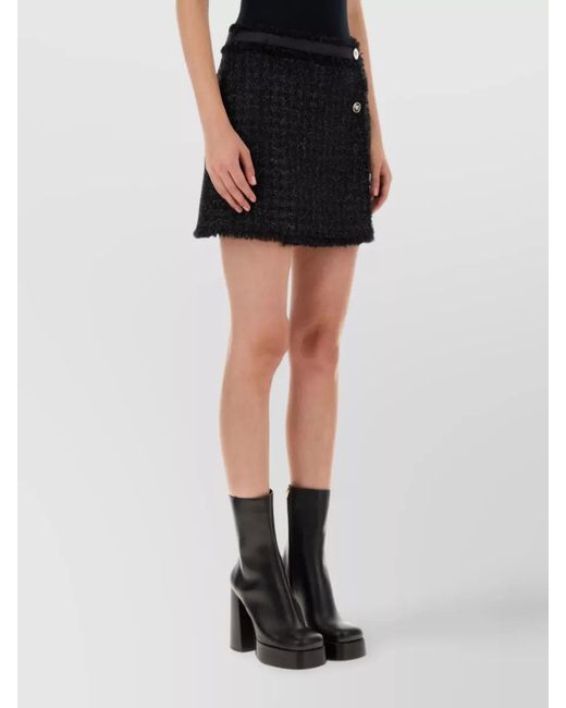 Versace Black Vichy Tweed Wrap Mini Skirt